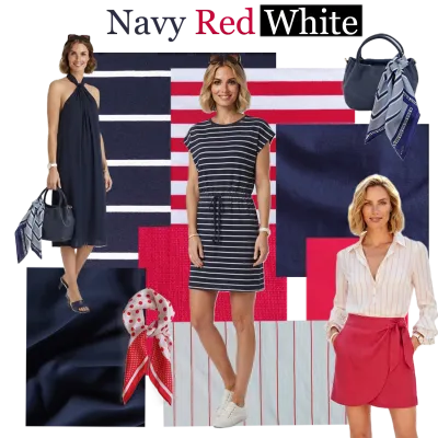 Navy Red White