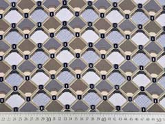 RESTSTCK 94 cm Viskose Stoff Blusenstoff grafisches Muster Rauten, taupe