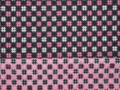 RESTST�CK 137 cm Jackenstoff mit Wolle Rauten Hashtags, rosa anthrazit