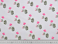 Jerseystoff  Blumen Pilze, hellgrau