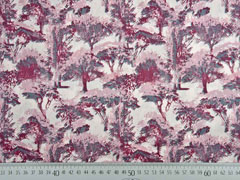 Baumwollstoff satinierte Oberflche Bume, bordeaux rosa