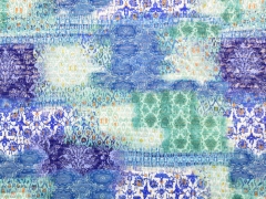 Plissee Stoff mit goldfarbigem Glitzer, blau