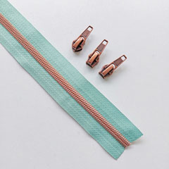 1 m Reiverschluss metallisiert KUPFER 6,5 mm Spirale + 3 Schieber, mint
