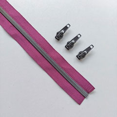1 m Reiverschluss metallisiert GUNMETAL 6,5 mm Spirale + 3 Schieber, beere