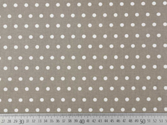 beschichtete Baumwolle Punkte 6mm, wei auf taupe