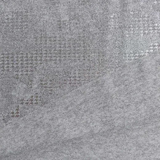 Strickstoff Hahnentritt Glitzer, hellgrau meliert