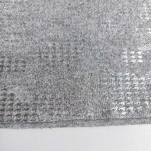 Strickstoff Hahnentritt Glitzer, hellgrau meliert