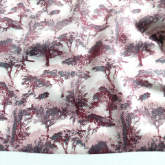 Baumwollstoff Baumwollsatin B�ume, bordeaux rosa