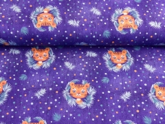 Jersey Jeanslook Digitaldruck Tiger in Palmbl�ttern, dunkelblau