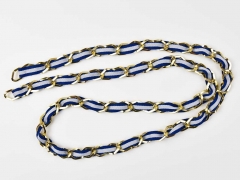 Taschenkette Gold mit Band 1m-Stck, marineblau wei