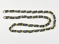 Taschenkette Gold mit Band 1m-Stück, schwarz grau