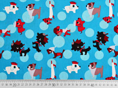 Baumwollstoff Hunde - himmelblau
