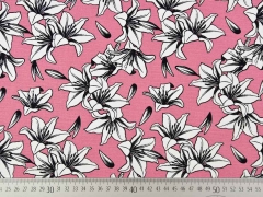 RESTSTCK 39 cm Canvas Stoff Lilien, schwarz wei altrosa