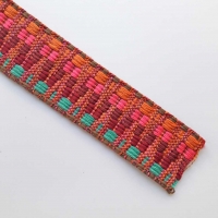 Gurtband Ethno Zickzack Streifen 38mm, orange pink weinrot mint