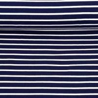 RESTST�CK 29 cm Sweatstoff French Terry Streifen, wei� dunkelblau
