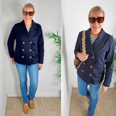 RESTST�CK 89 cm Baumwoll Twill Trenchcoat Stoff Stretch, nachtblau