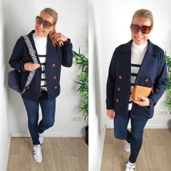 RESTST�CK 89 cm Baumwoll Twill Trenchcoat Stoff Stretch, nachtblau