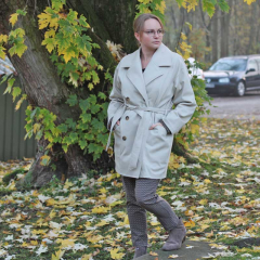 Baumwoll Twill Trenchcoat Stoff Stretch, hellbeige