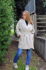 Baumwoll Twill Trenchcoat Stoff Stretch, hellbeige