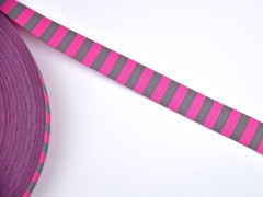 Webband Streifen/Ringel 15mm, pink grau