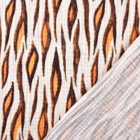 Musselin Baumwollstoff Animal Print zweilagig, orangebraun grauwei