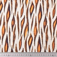 RESTST�CK 43 cm Musselin Baumwollstoff Animal Print zweilagig, orangebraun grauwei�