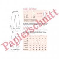 Papierschnittmuster Damen Hose FRAU ELENA Schnittreif