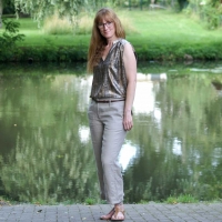 RESTST�CK 50 cm Leinenstoff gewaschen uni, beige