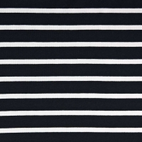 RESTSTÜCK 50 cm Viskose Jersey Stoff Streifen, weiß schwarz