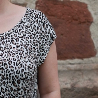 RESTST�CK 80 cm Viskose Jerseystoff Leoparden Muster,rostbraun dunkeltaupe