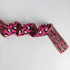 Gummiband Leopardenmuster, 4 cm schwarz pink