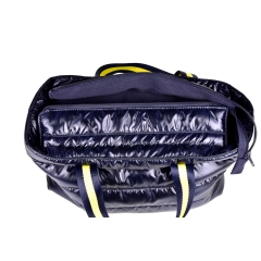 RESTST�CK 10 cm Steppstoff Streifen wattiert matt gl�nzend, dunkelblau