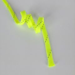 Reflektorkordel flach geflochten 9 mm breit, neongelb