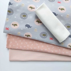 STOFFPAKET Jersey maritime Motive Streifen Anker, altrosa hellgrau