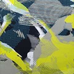 Viskose Crepe Stoff abstraktes Muster Blusenstoff, neongelb schwarz taupe
