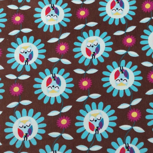 Feincord Stoff Babycord Eulen Owls Garden by Jolijou, braun
