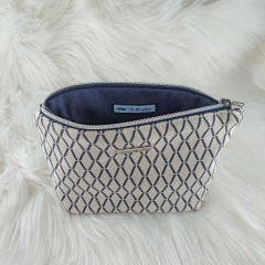 Wildlederimitat Gitternetz Rauten grafisch Fake Suede, blaugrau cremewei�