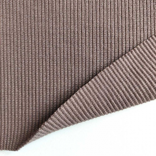 Strickstoff Baumwolle Rippenstrick uni, mattes braun
