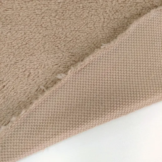 Teddystoff Teddyfleece Meterware – Sherpa, weich & elastisch, hellbraun