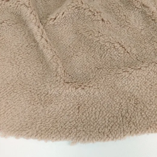 Teddystoff Teddyfleece Meterware – Sherpa, weich & elastisch, hellbraun