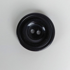 Knopf rund 25 mm 2 Löcher zum Annähen Bottoni Italiani, schwarz