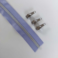 1 m Reiverschluss metallisiert SILBER 6,5 mm Spirale + 3 Schieber, helllila