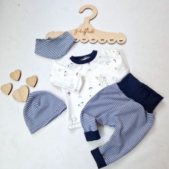 Jerseystoff Regenbogen Katzen Wolken, cremewei�