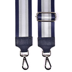 Taschengurt Taschenriemen Streifen Glitzer 5 cm, dunkelblau silber wei