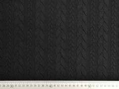 RESTSTCK 135 cm Jacquardjersey Stoff Zopfmuster, schwarz