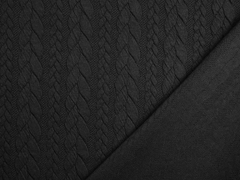 RESTST�CK 77 cm Jacquardjersey Stoff Zopfmuster, schwarz