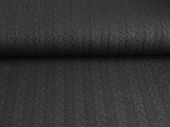 RESTST�CK 77 cm Jacquardjersey Stoff Zopfmuster, schwarz