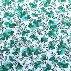 Baumwollstoff Blumen Zweige, dunkelgrn mint petrol wei