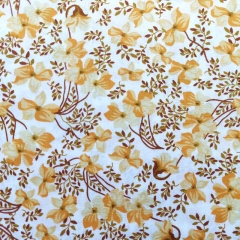 RESTSTCK 50 cm Baumwollstoff Blumen Zweige, ockergelb braun hellgelb