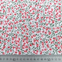 Viskose Stoff Popelin Bl�mchen Zweige Blusenstoff, rot wei�